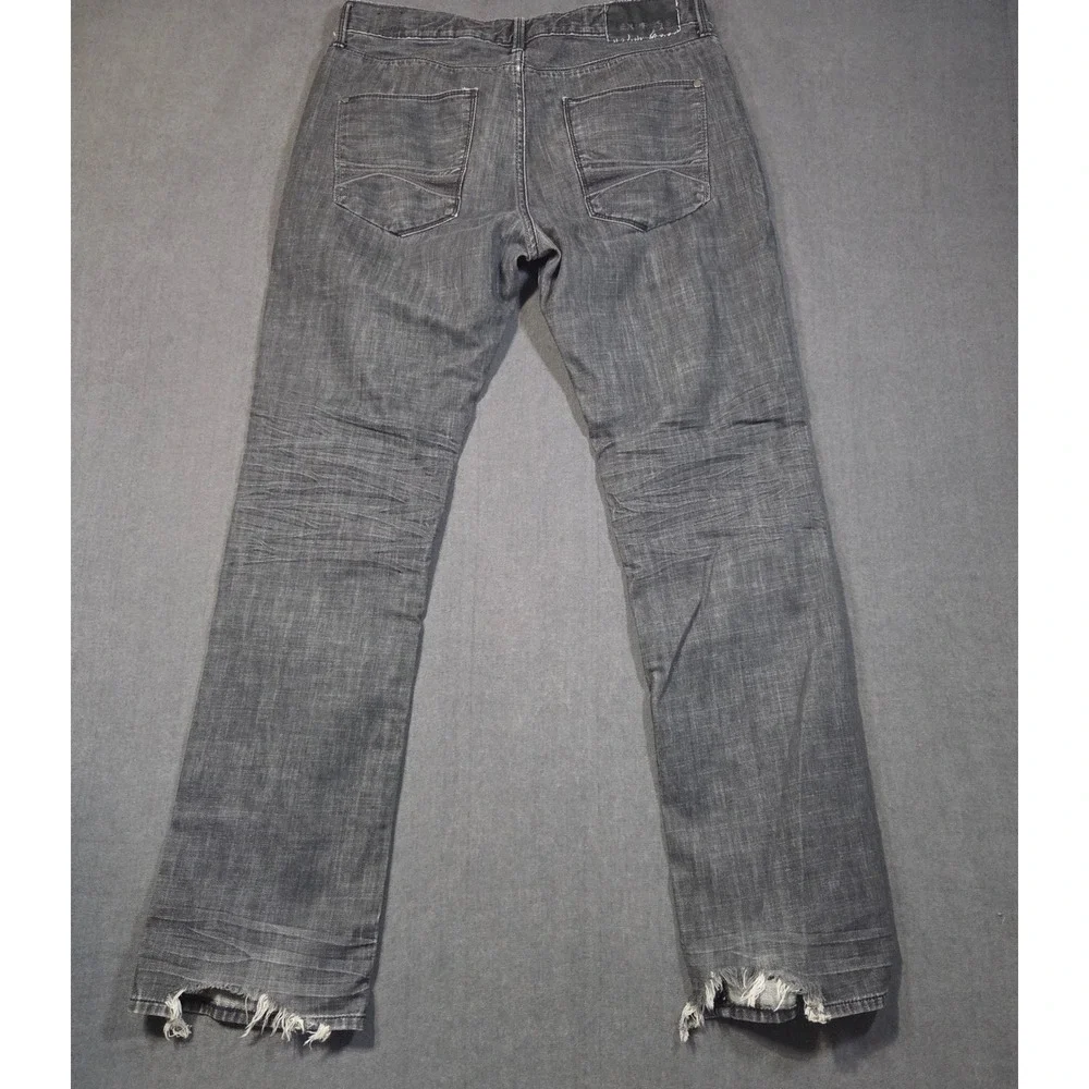 Express Rocco Jeans Mens 33x32 Black Slim Fit Low Rise Straight Leg Distressed